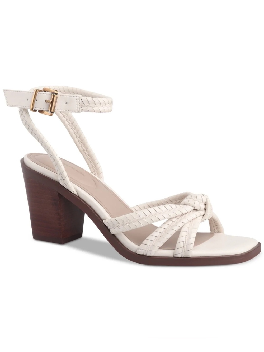 NIB Giani Bernini Renaee Block Heel Sandals White Linen Braided Strappy Size 8.5